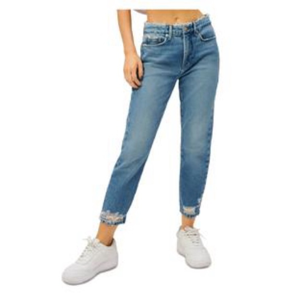 GOOD AMERICAN Women’s Good Girlfriend Distressed Jeans | Size 10/30